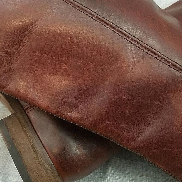 Frye Melissa Button 2 Tall Cognac brown Leather riding boots - women's 5.5B - Picture 11 of 12